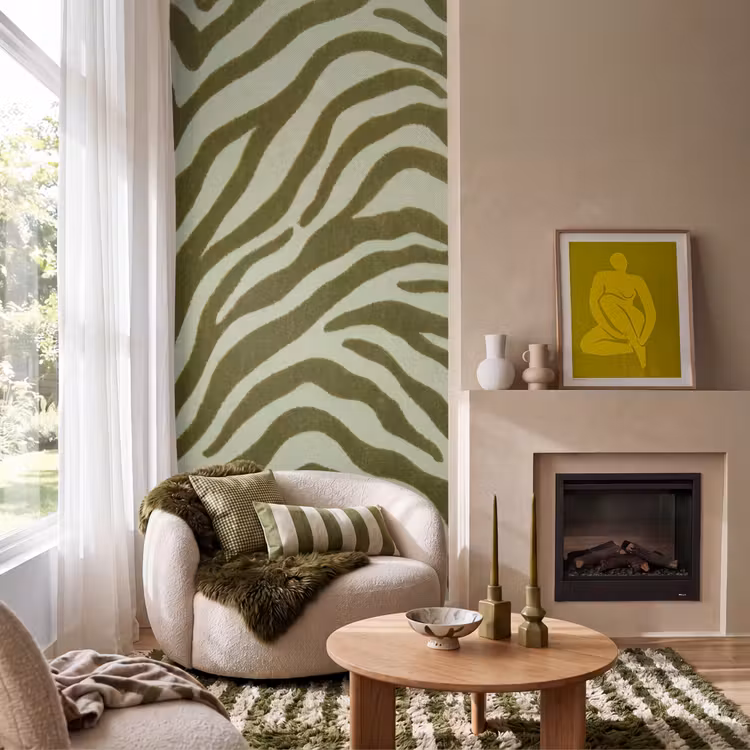 Behang - Zebramotief - Groen - Modern — 1