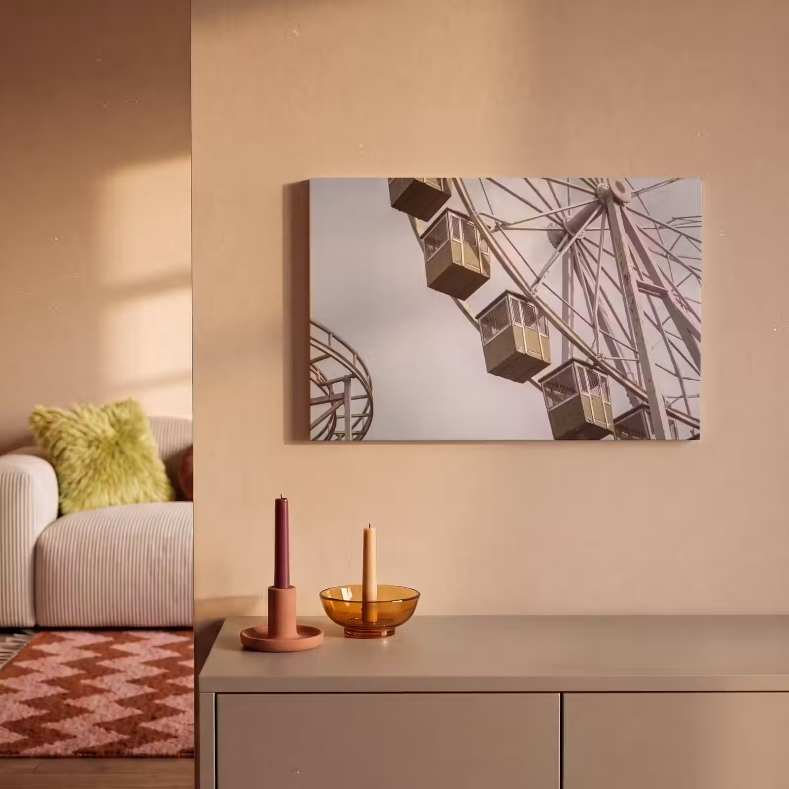 Canvas schilderij - Reuzenrad - Attractie - Groen — 1