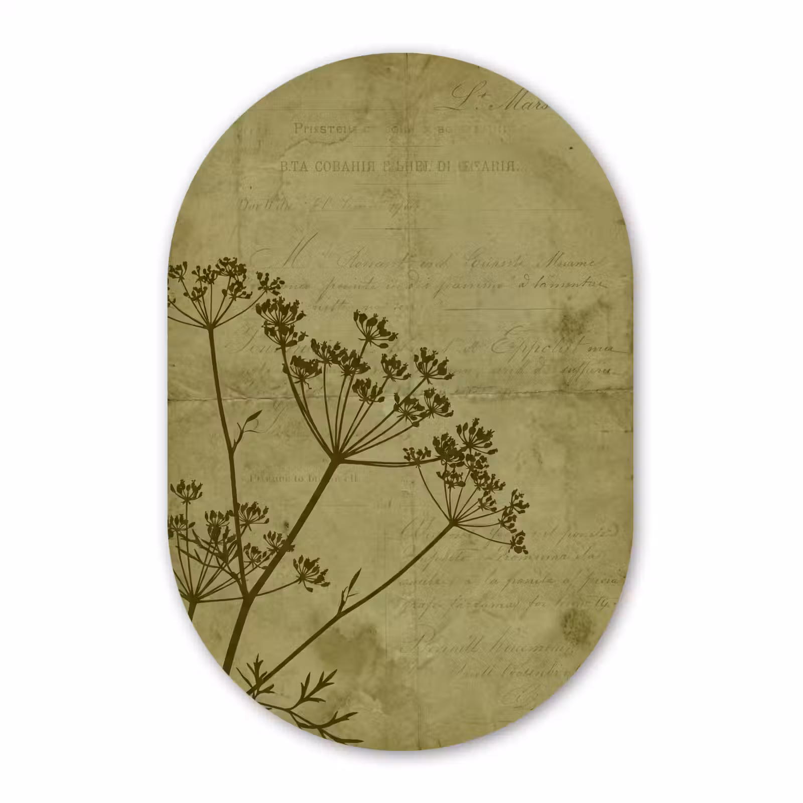 Muurovaal glas - Bloemen - Schrift - Groen — 1