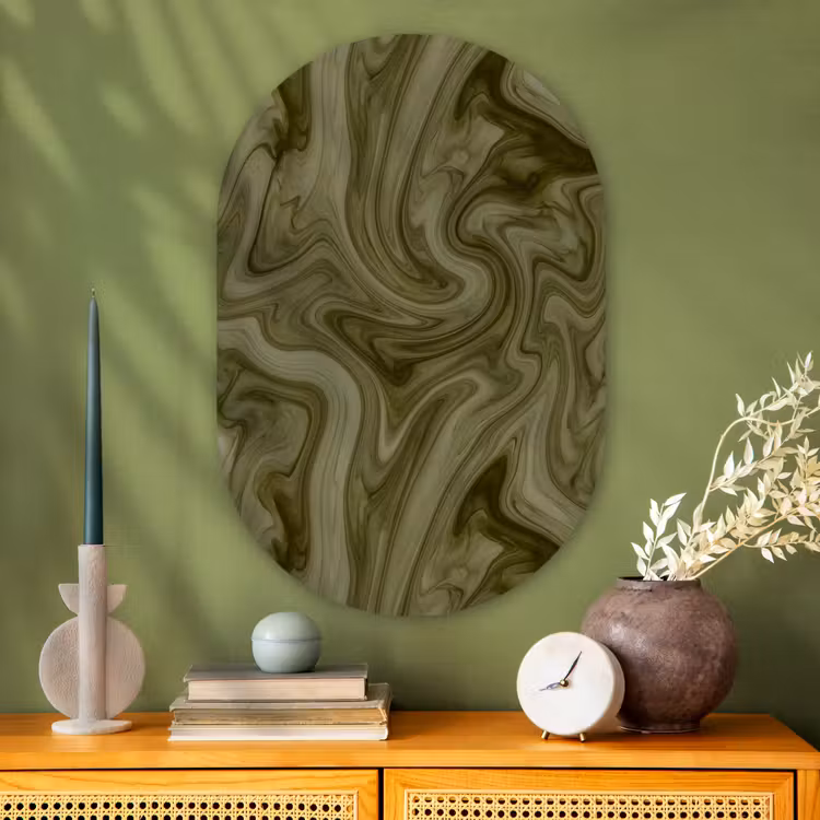 Muurovaal glas - Abstract - Groen - Modern — 2