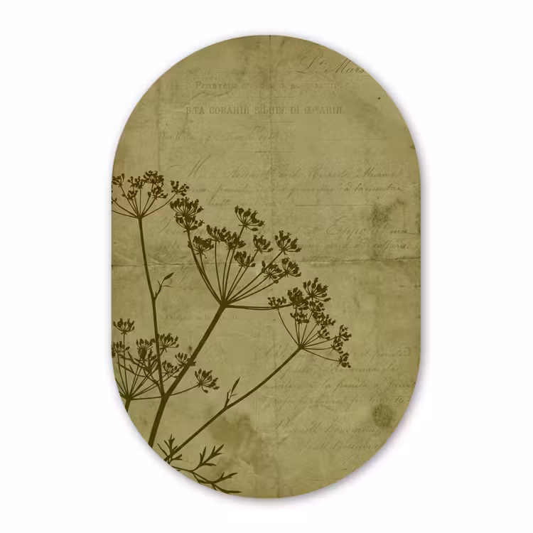 Muurovaal glas - Bloemen - Schrift - Groen — 1