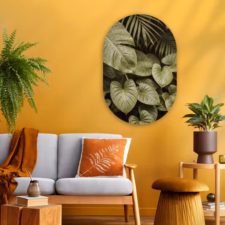 Muurovaal glas - Groene bladeren - Natuur — 3