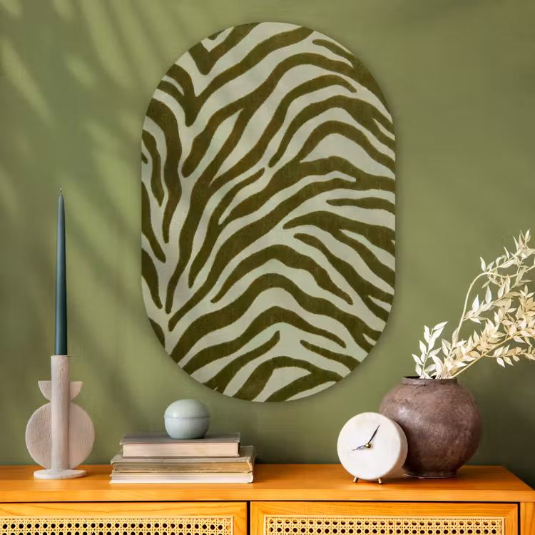 Muurovaal glas - Zebramotief - Groen - Modern — 2