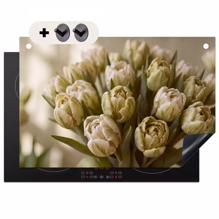 Inductiebeschermer & spatscherm (2in1) - Bloemen - Groen - Natuur — 1