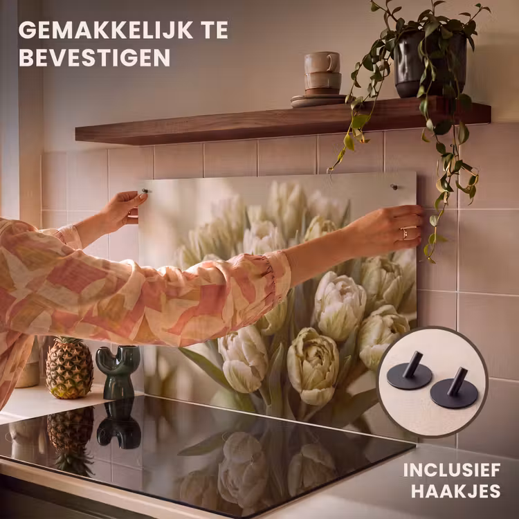 Inductiebeschermer & spatscherm (2in1) - Bloemen - Groen - Natuur — 7