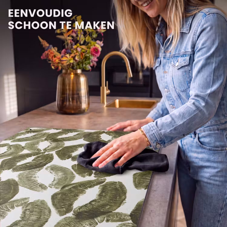Inductiebeschermer & spatscherm (2in1) - Kus - Patroon - Groen — 5