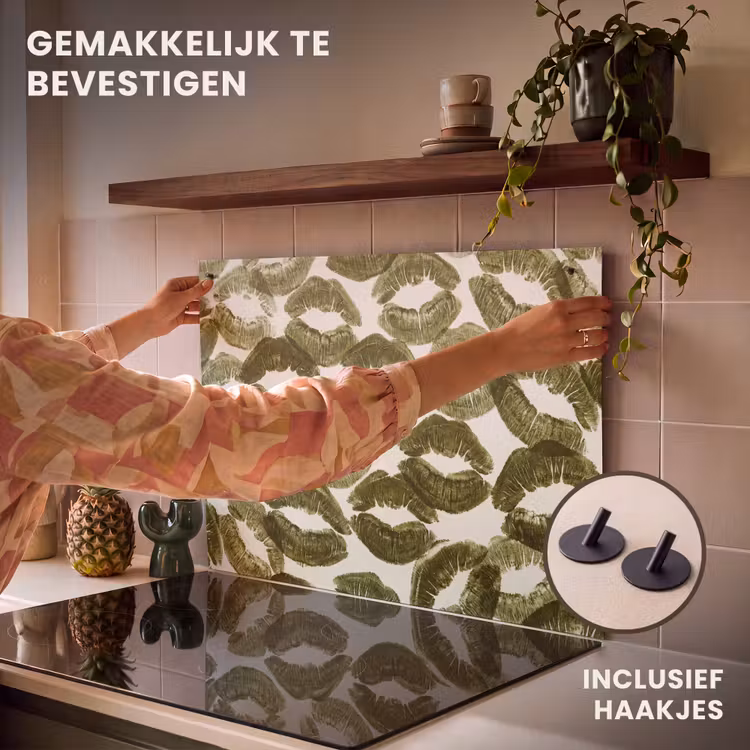 Inductiebeschermer & spatscherm (2in1) - Kus - Patroon - Groen — 7