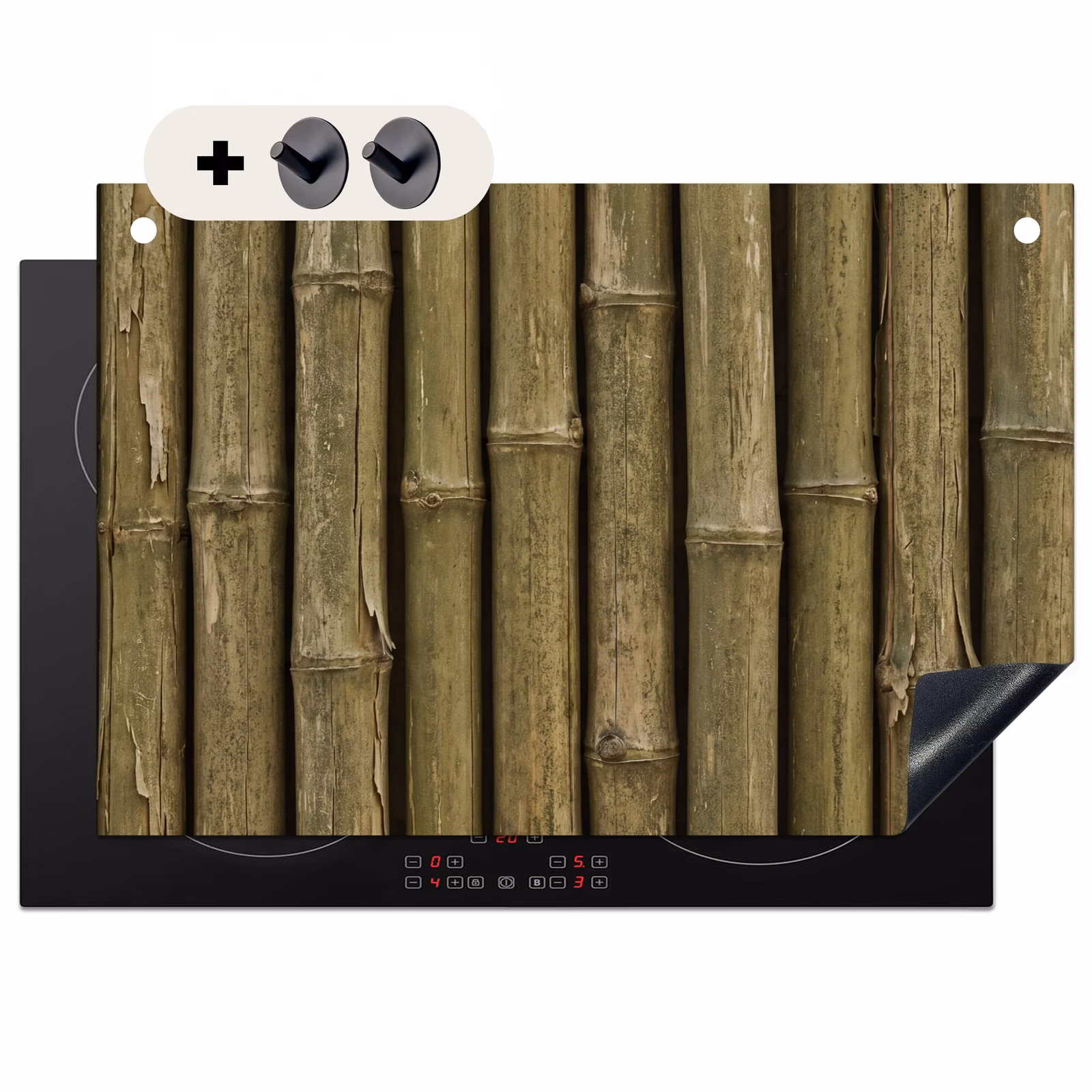 Inductiebeschermer & spatscherm (2in1) - Bamboe - Stengels - Natuur — 1