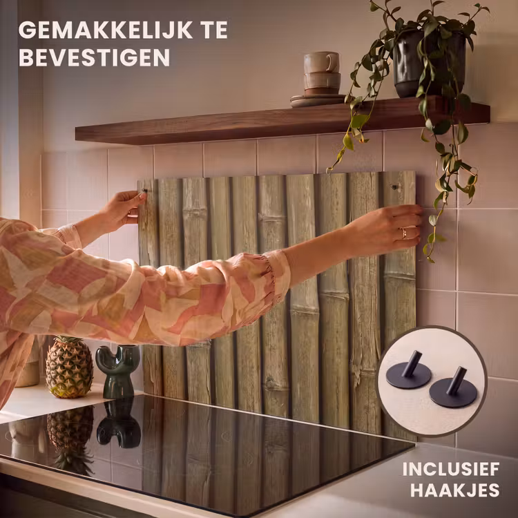 Inductiebeschermer & spatscherm (2in1) - Bamboe - Stengels - Natuur — 7