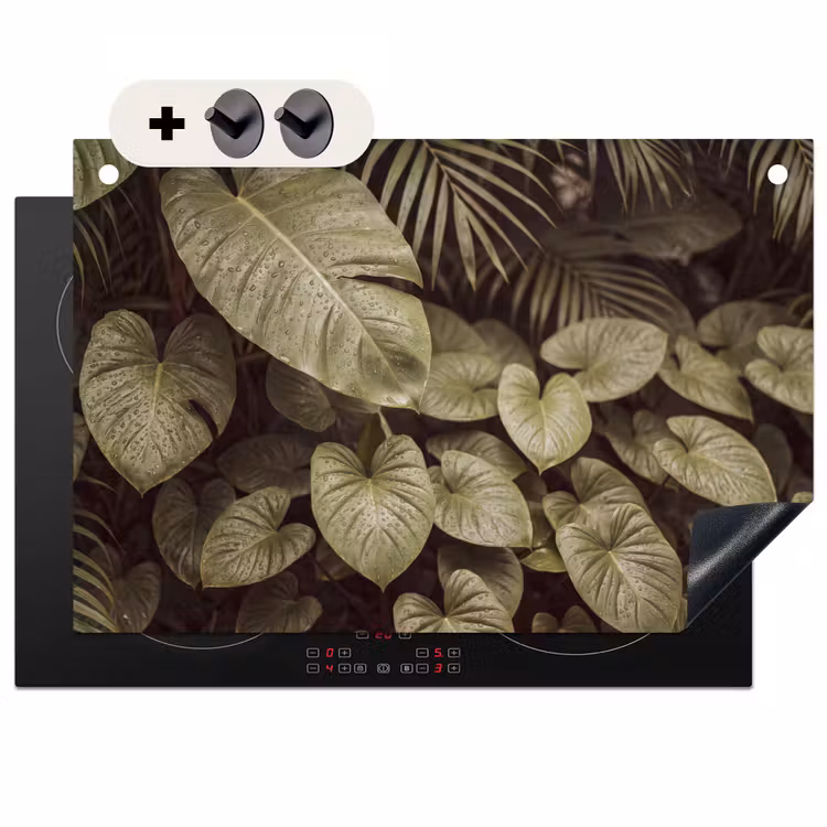 Inductiebeschermer & spatscherm (2in1) - Groene bladeren - Natuur — 1