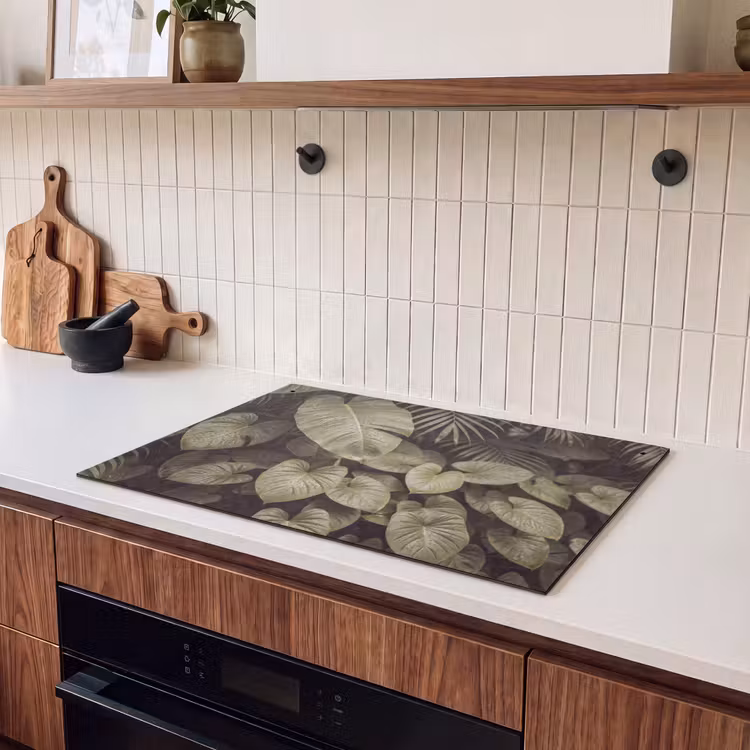 Inductiebeschermer & spatscherm (2in1) - Groene bladeren - Natuur — 3