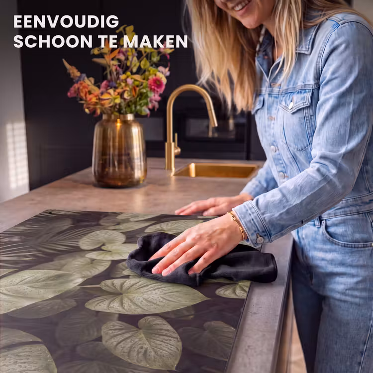 Inductiebeschermer & spatscherm (2in1) - Groene bladeren - Natuur — 5