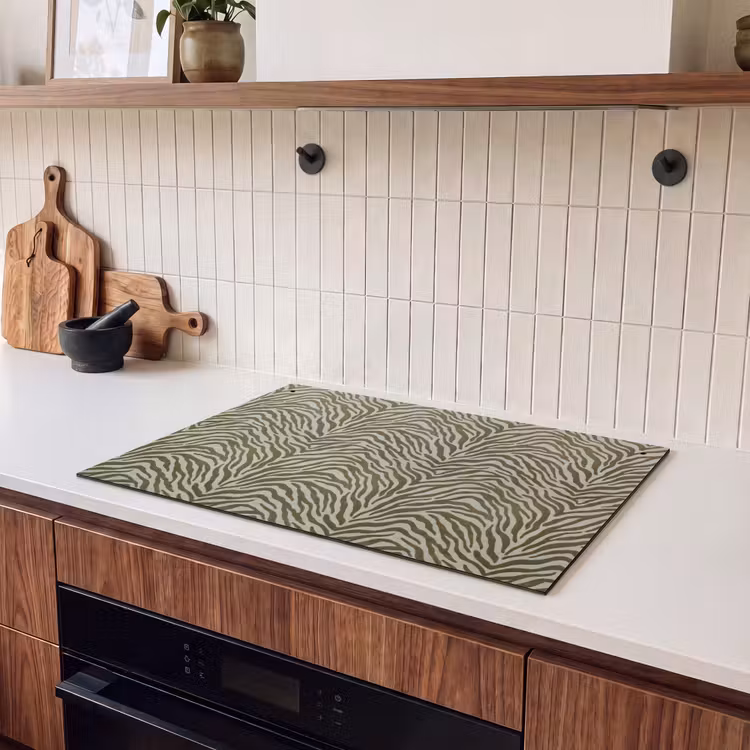 Inductiebeschermer & spatscherm (2in1) - Zebramotief - Groen - Modern — 3