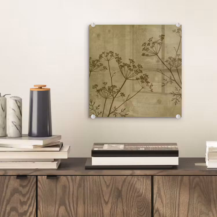 Glas schilderij - Bloemen - Schrift - Groen — 2