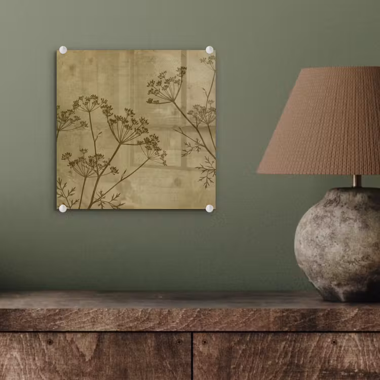 Glas schilderij - Bloemen - Schrift - Groen — 4
