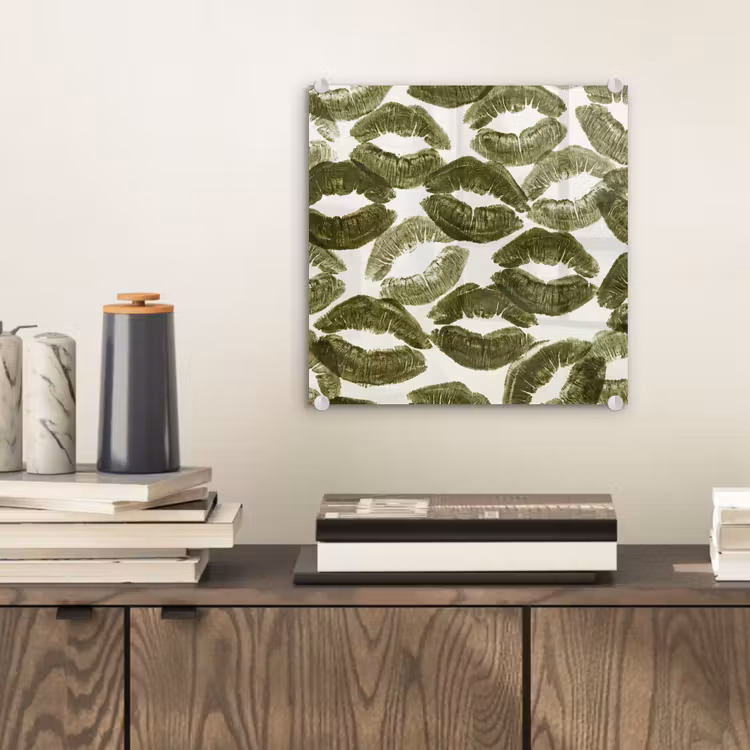 Glas schilderij - Kus - Patroon - Groen — 2