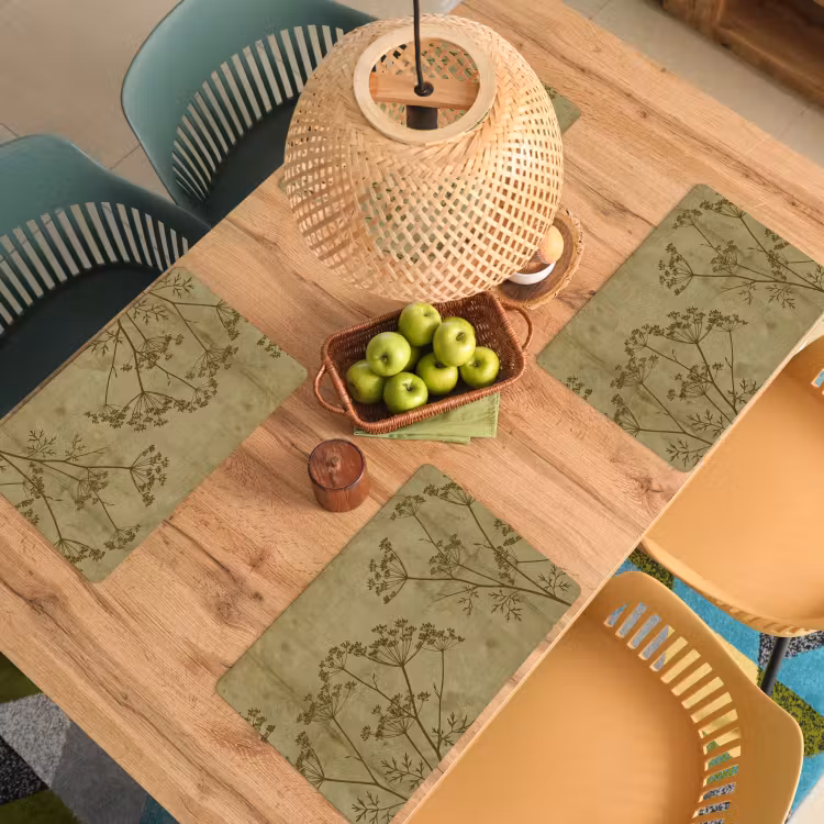 Placemat - 6 stuks - Bloemen - Schrift - Groen — 4