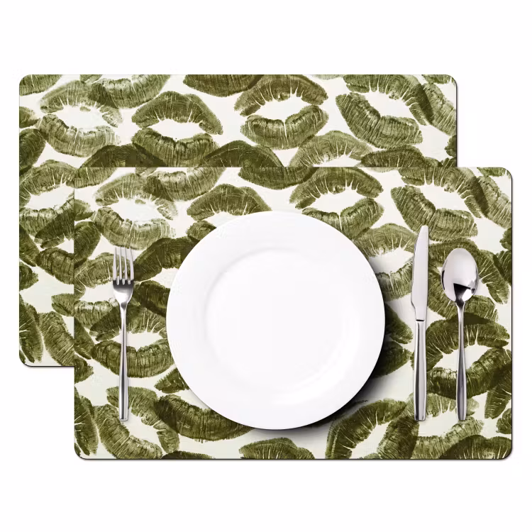Placemat - 6 stuks - Kus - Patroon - Groen — 2
