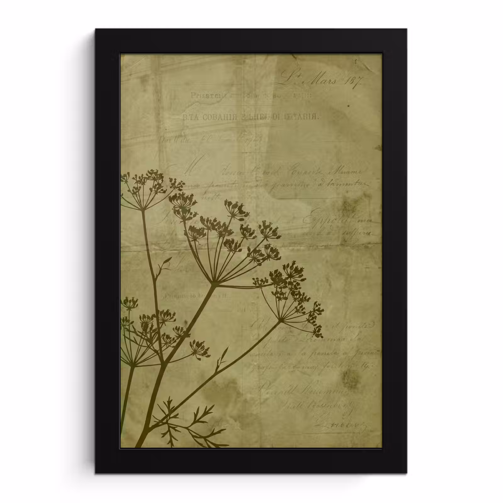Poster met lijst - Bloemen - Schrift - Groen — 1