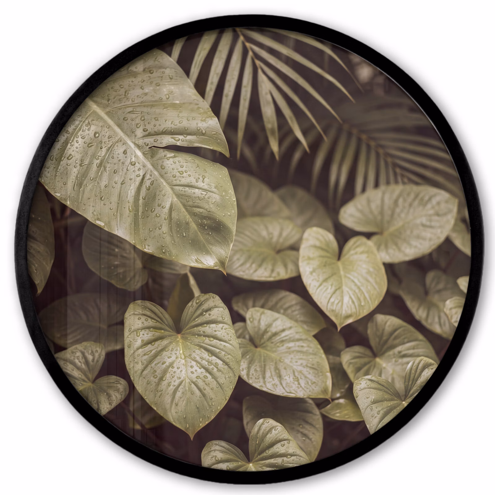 Ronde fotolijst - Groene bladeren - Natuur — 1