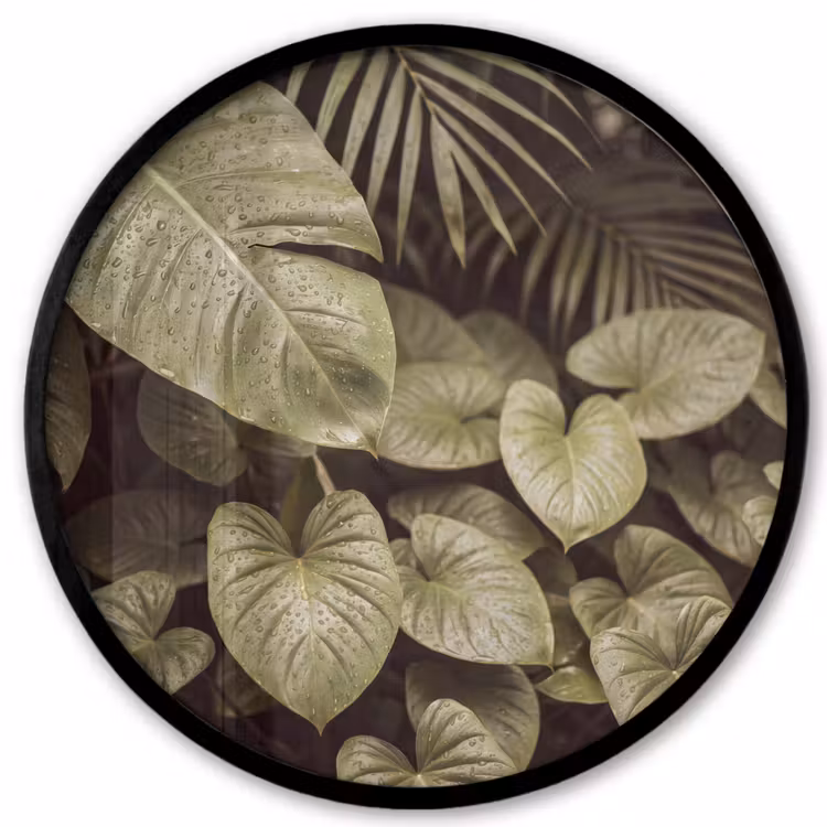 Ronde fotolijst - Groene bladeren - Natuur — 1