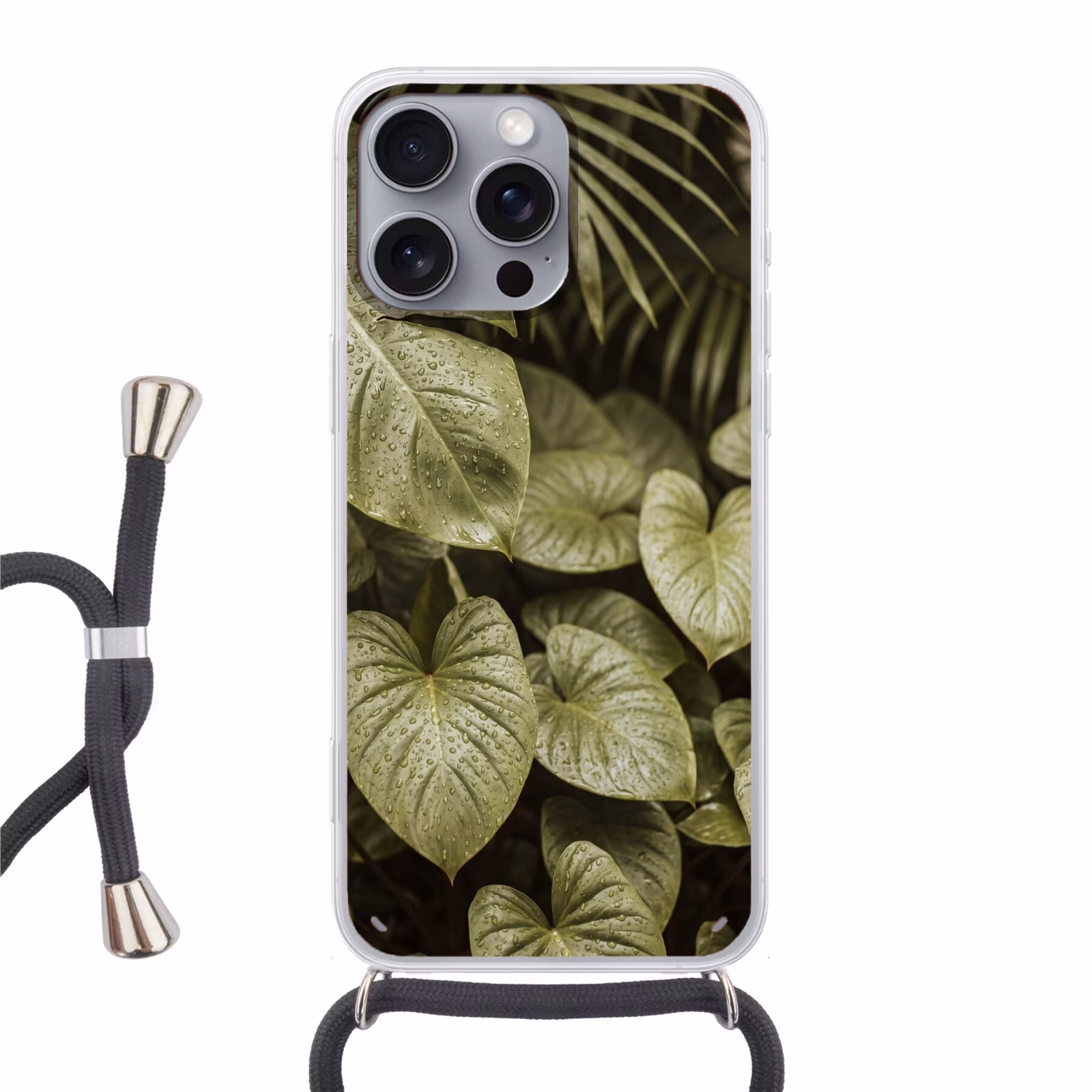 Telefoonhoesje met koord - Groene bladeren - Natuur — 1