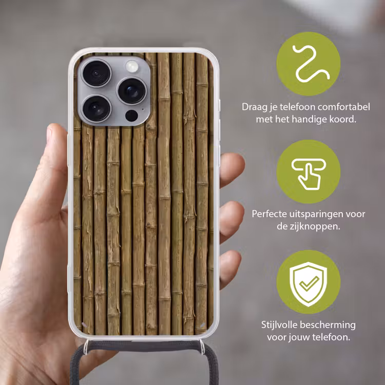 Telefoonhoesje met koord - Bamboe - Stengels - Natuur — 4