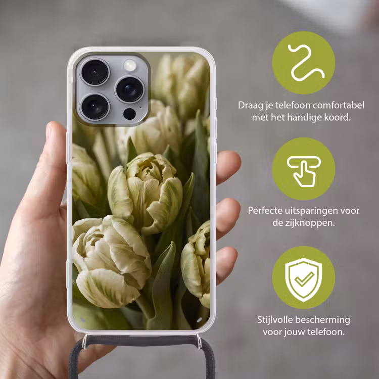 Telefoonhoesje met koord - Bloemen - Groen - Natuur — 4