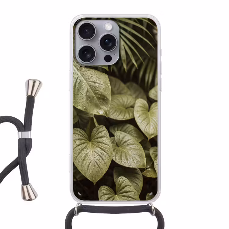Telefoonhoesje met koord - Groene bladeren - Natuur — 1