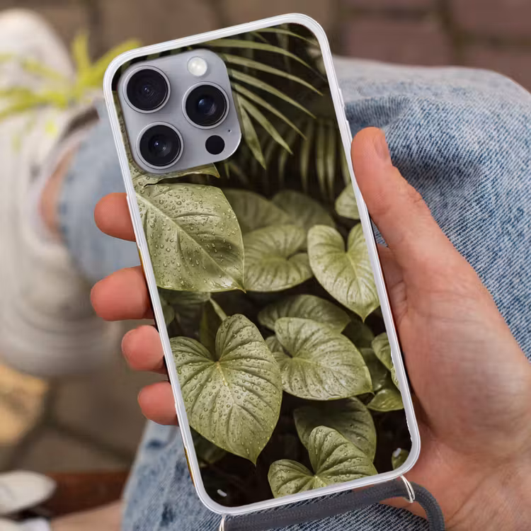 Telefoonhoesje met koord - Groene bladeren - Natuur — 2