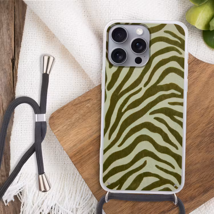 Telefoonhoesje met koord - Zebramotief - Groen - Modern — 3