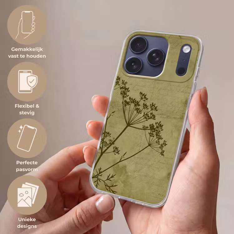 Telefoonhoesje - Bloemen - Schrift - Groen — 4