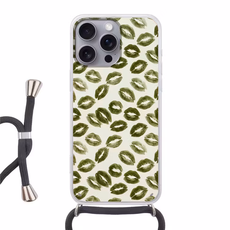 Telefoonhoesje met koord - Kus - Patroon - Groen — 1