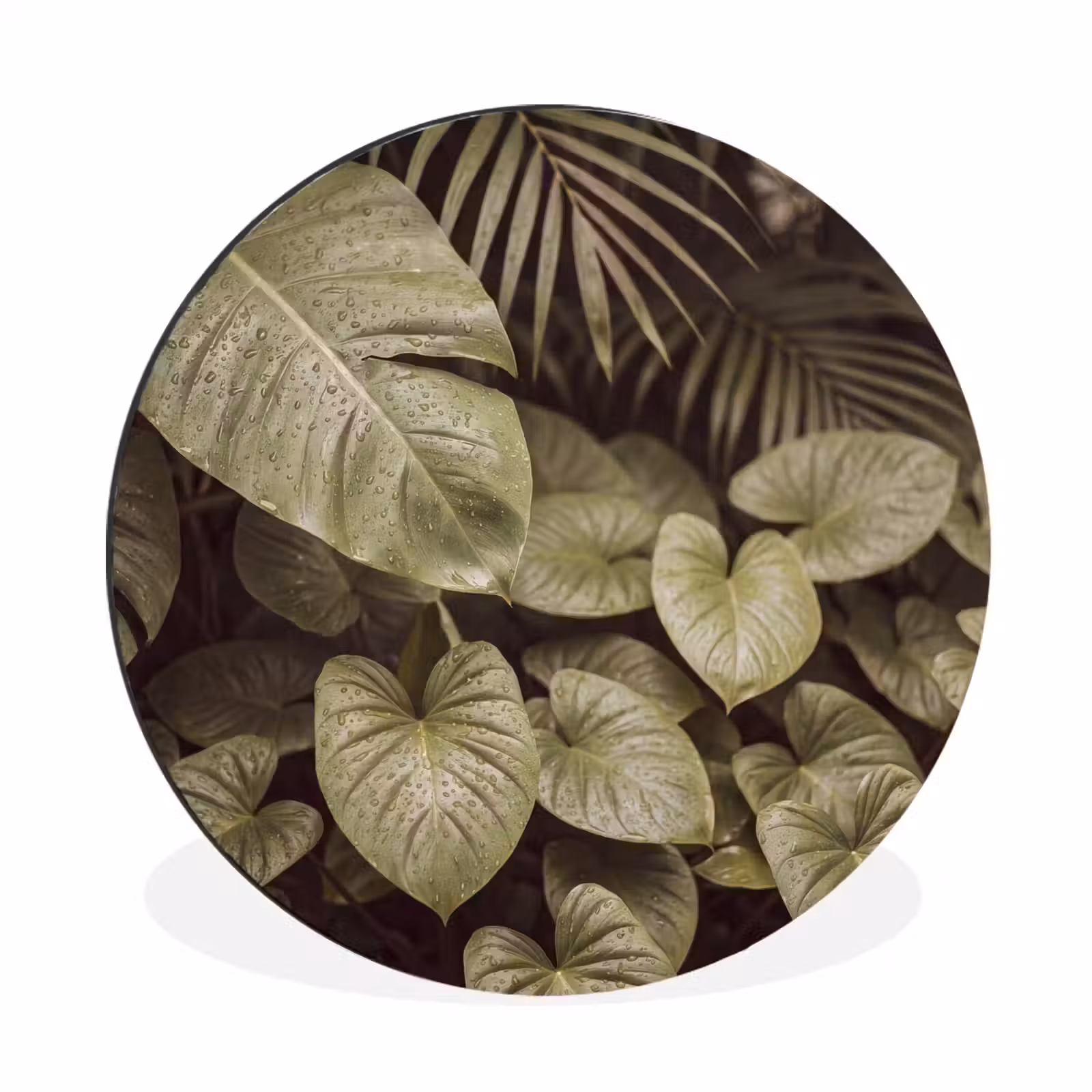 Muurcirkel aluminium - Groene bladeren - Natuur — 1