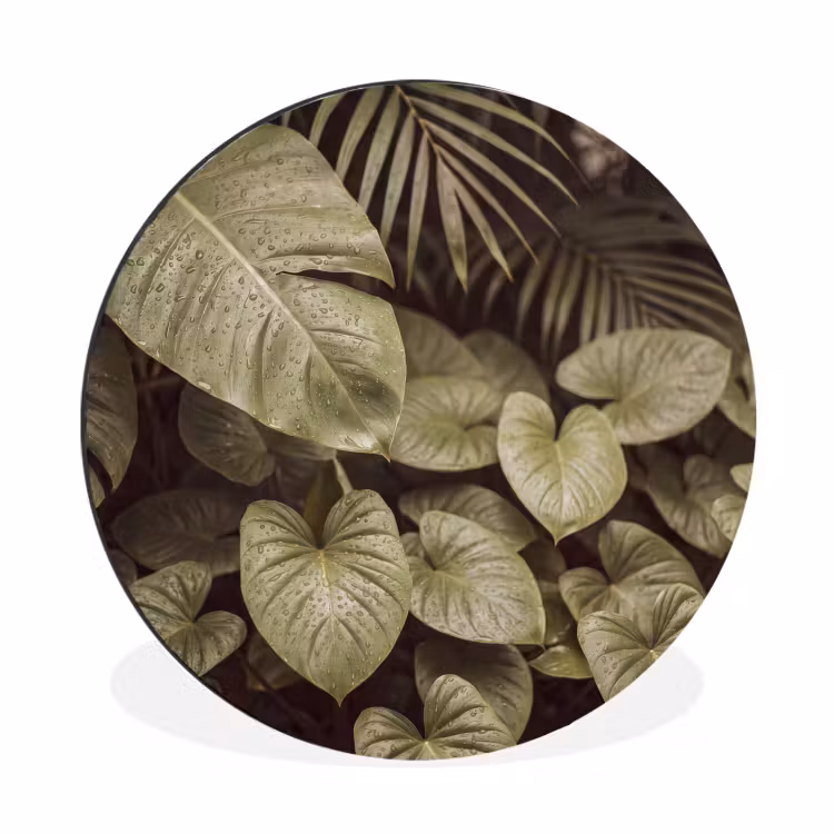 Muurcirkel aluminium - Groene bladeren - Natuur — 1