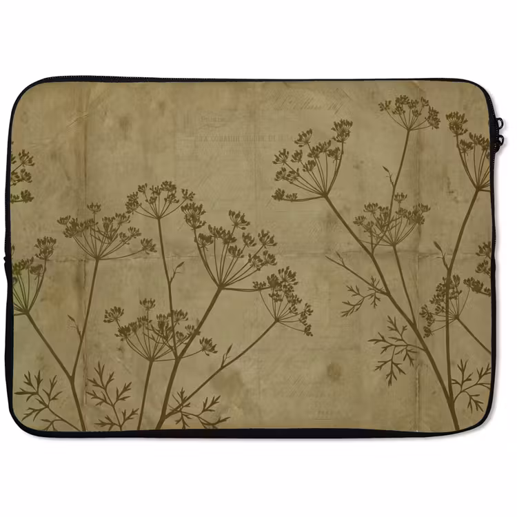 Laptophoes Bloemen - Schrift - Groen — 1