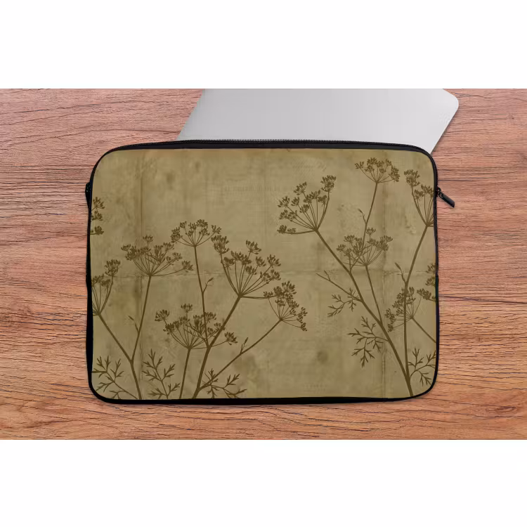 Laptophoes Bloemen - Schrift - Groen — 2