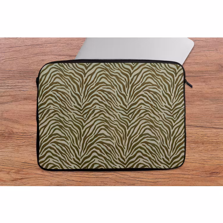 Laptophoes Zebramotief - Groen - Modern — 2
