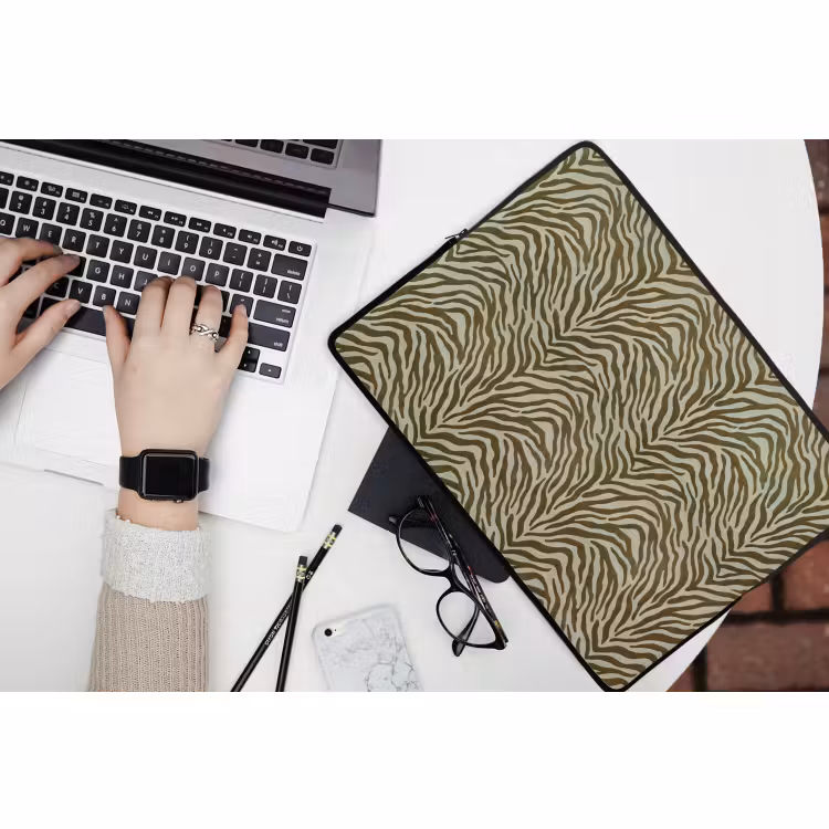 Laptophoes Zebramotief - Groen - Modern — 3