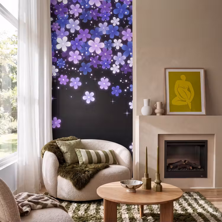 Behang - Bloemen - Paars - Modern — 1