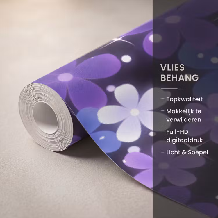 Behang - Bloemen - Paars - Modern — 3