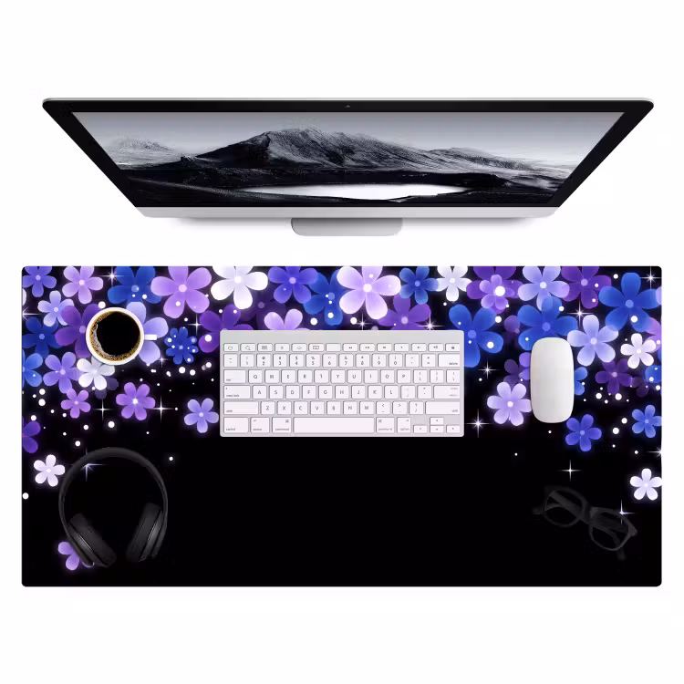 Bureau onderlegger - Bloemen - Paars - Modern — 4