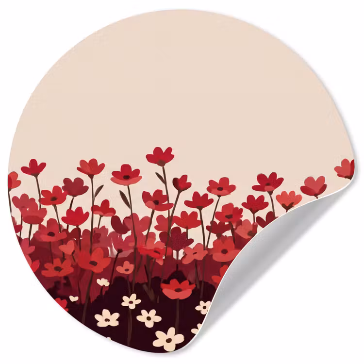 Behangcirkel - Bloemen - Rood - Natuur — 1