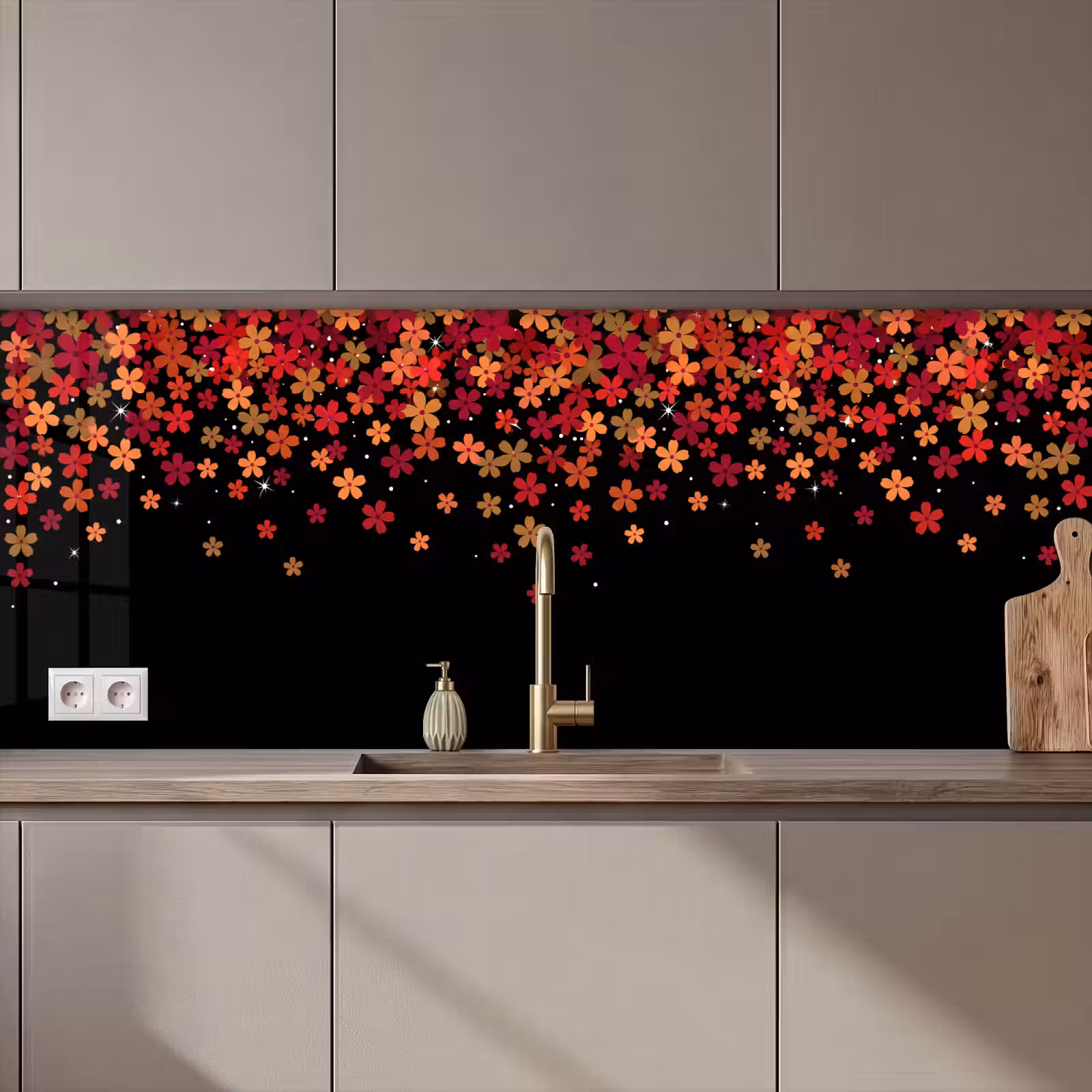 Keuken achterwand - Bloemen - Abstract - Oranje — 1