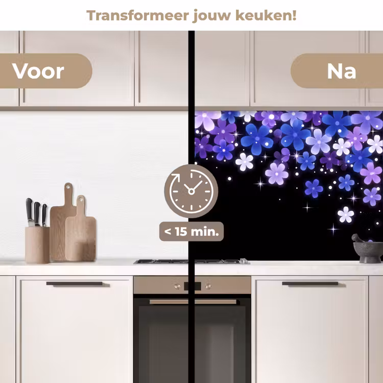 Keuken achterwand - Bloemen - Paars - Modern — 3