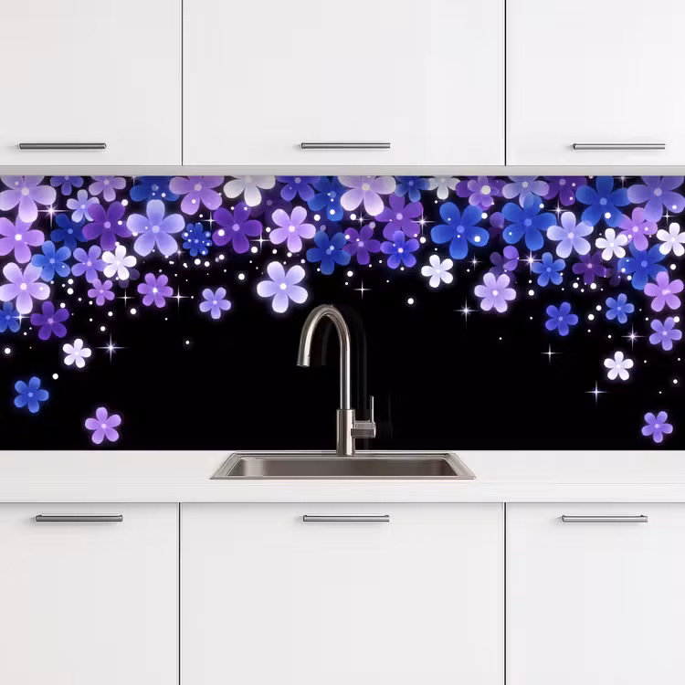 Keuken achterwand - Bloemen - Paars - Modern — 4