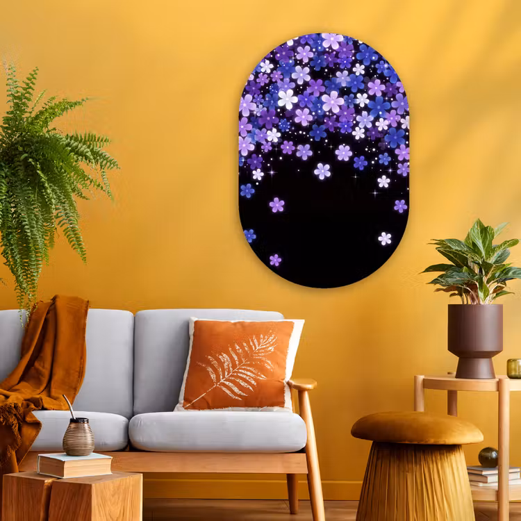 Muurovaal glas - Bloemen - Paars - Modern — 3