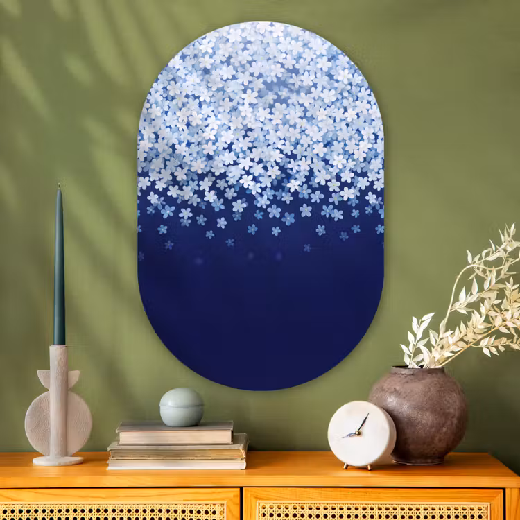 Muurovaal glas - Bloemen - Vallend - Decoratief — 2