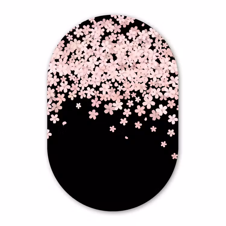 Muurovaal glas - Roze bloemen - Natuur — 1