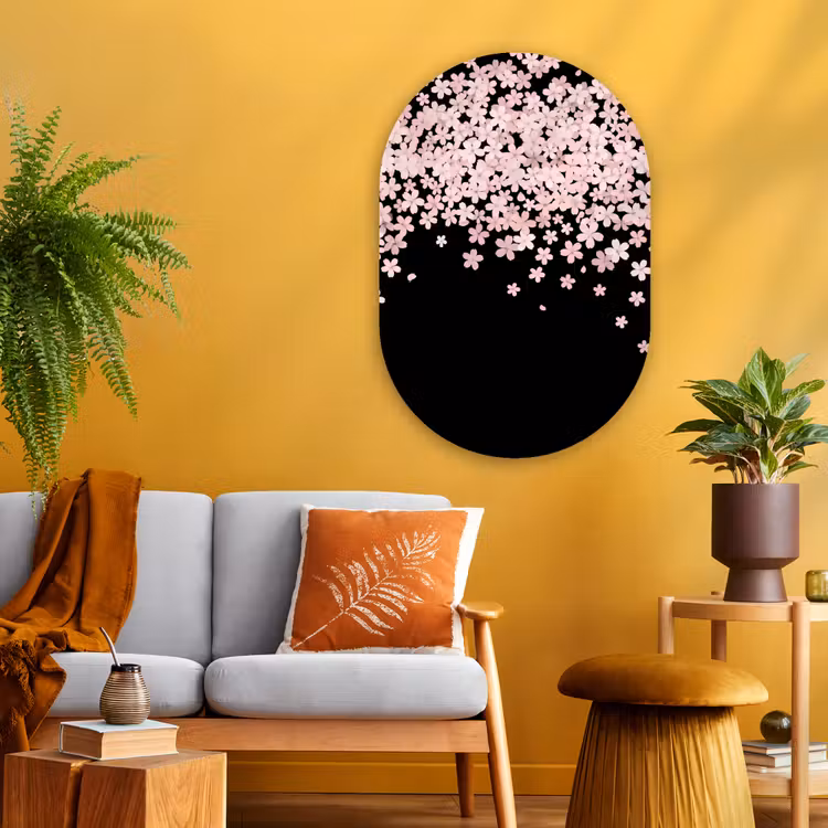 Muurovaal glas - Roze bloemen - Natuur — 3